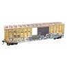 50′ Exterior-Post Modern Boxcar - Kit -- Railbox 33877 (Weathered, yellow, black, graffiti), HO, Micro Trains Line 5600004