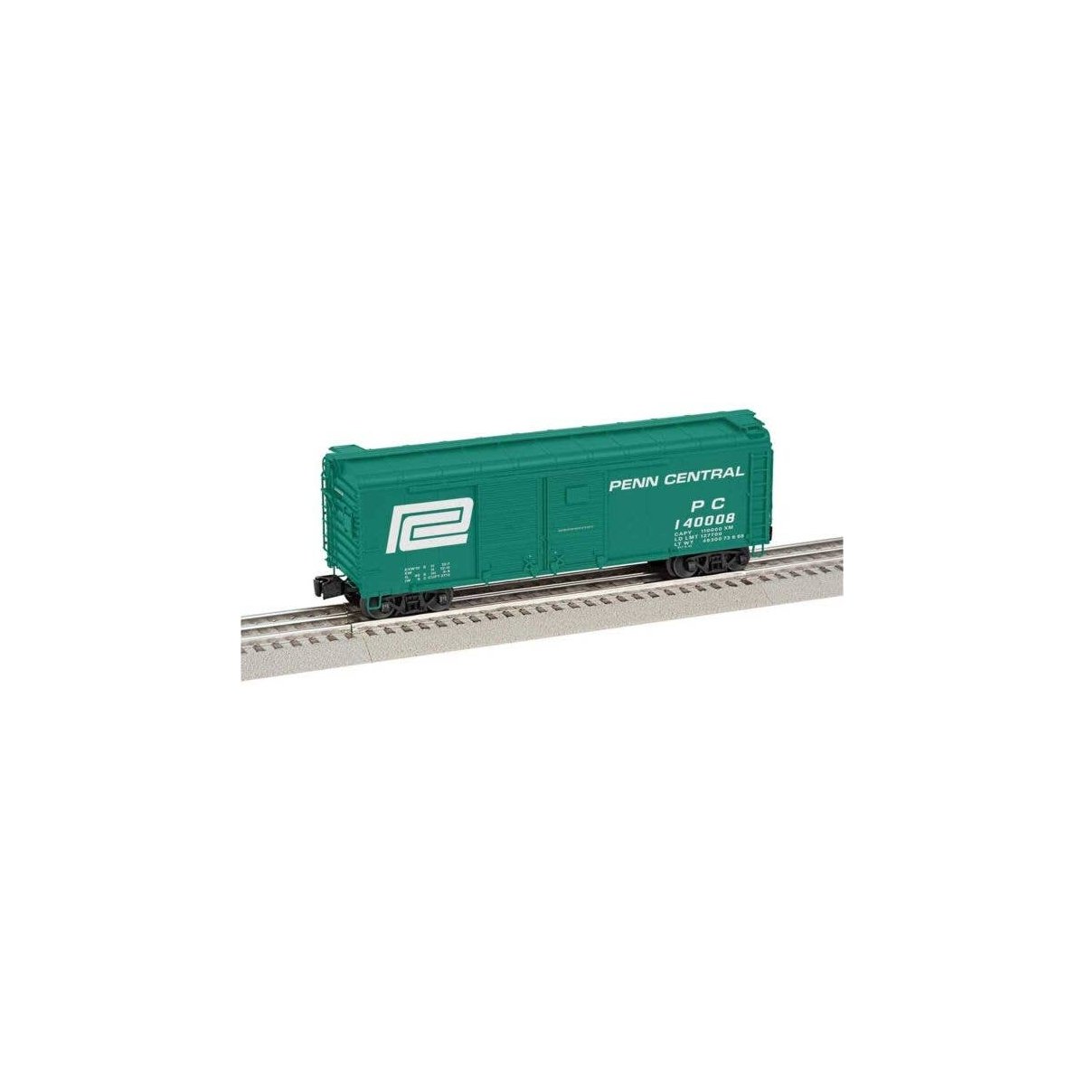 Pennsylvania Railroad X31b 40′ Double-Door Boxcar - 3-Rail - Ready to Run -- Penn Central 140008 (Jade green, Large Logo), O, 