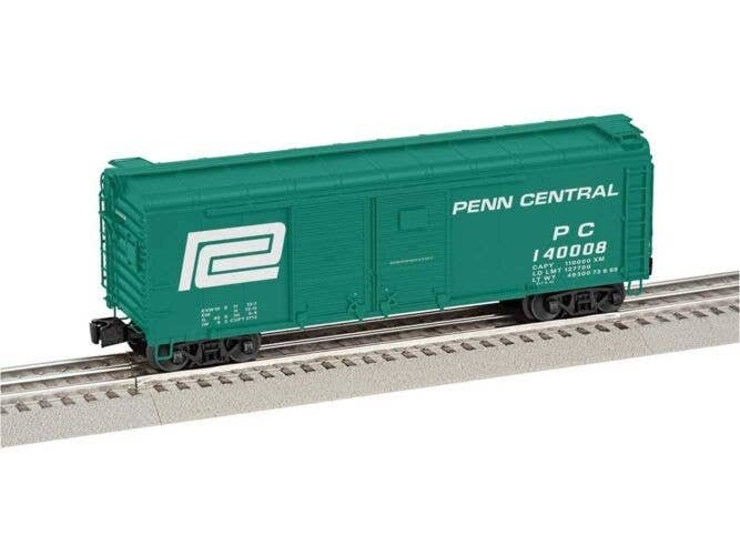 Pennsylvania Railroad X31b 40′ Double-Door Boxcar - 3-Rail - Ready to Run -- Penn Central 140008 (Jade green, Large Logo), O, 