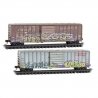 50′ Rib-Side Single-Door Boxcar No Roofwalk 2-Pack - Ready to Run -- Ferrocarril del Sureste FSRR 107257, 107860 (Weathered, 2
