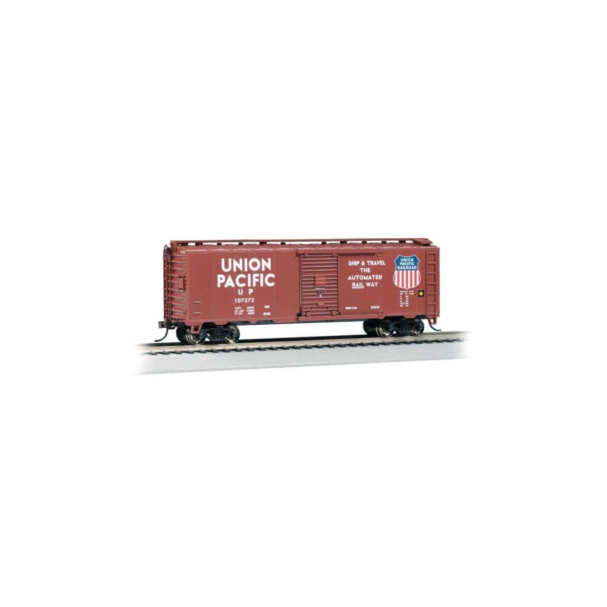 Pullman-Standard PS-1 40′ Steel Boxcar - Ready to Run - Silver Series(R) -- Union Pacific 107272 (Boxcar Red, white, Color Shi