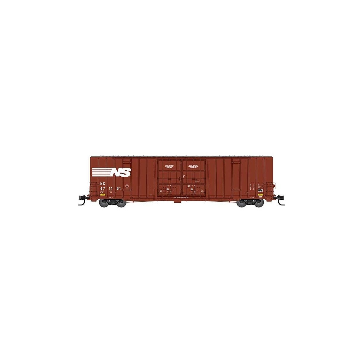 60′ Rib-Side, Double-Plug-Door High-Cube Boxcar - Ready to Run -- Norfolk Southern 471161 (Boxcar Red, whtie), N, Micro Trains