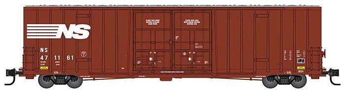 60′ Rib-Side, Double-Plug-Door High-Cube Boxcar - Ready to Run -- Norfolk Southern 471161 (Boxcar Red, whtie), N, Micro Trains