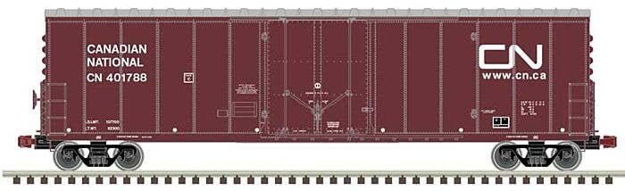 NSC 50′ Newsprint Plug-Door Boxcar - Ready to Run -- Canadian National 401788 (Boxcar Red, white Website Logo), HO, Atlas Mode
