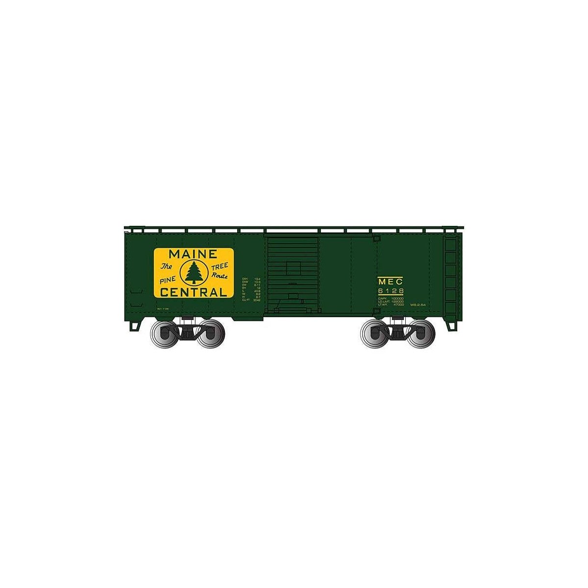 Pullman-Standard PS-1 40′ Steel Boxcar - Ready to Run - Silver Series(R) -- Maine Central (green, yellow, Rectangular Logo), H