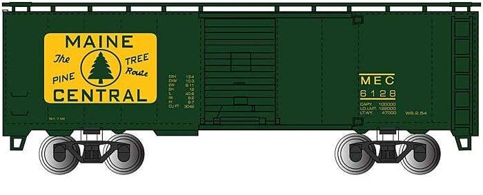Pullman-Standard PS-1 40′ Steel Boxcar - Ready to Run - Silver Series(R) -- Maine Central (green, yellow, Rectangular Logo), H