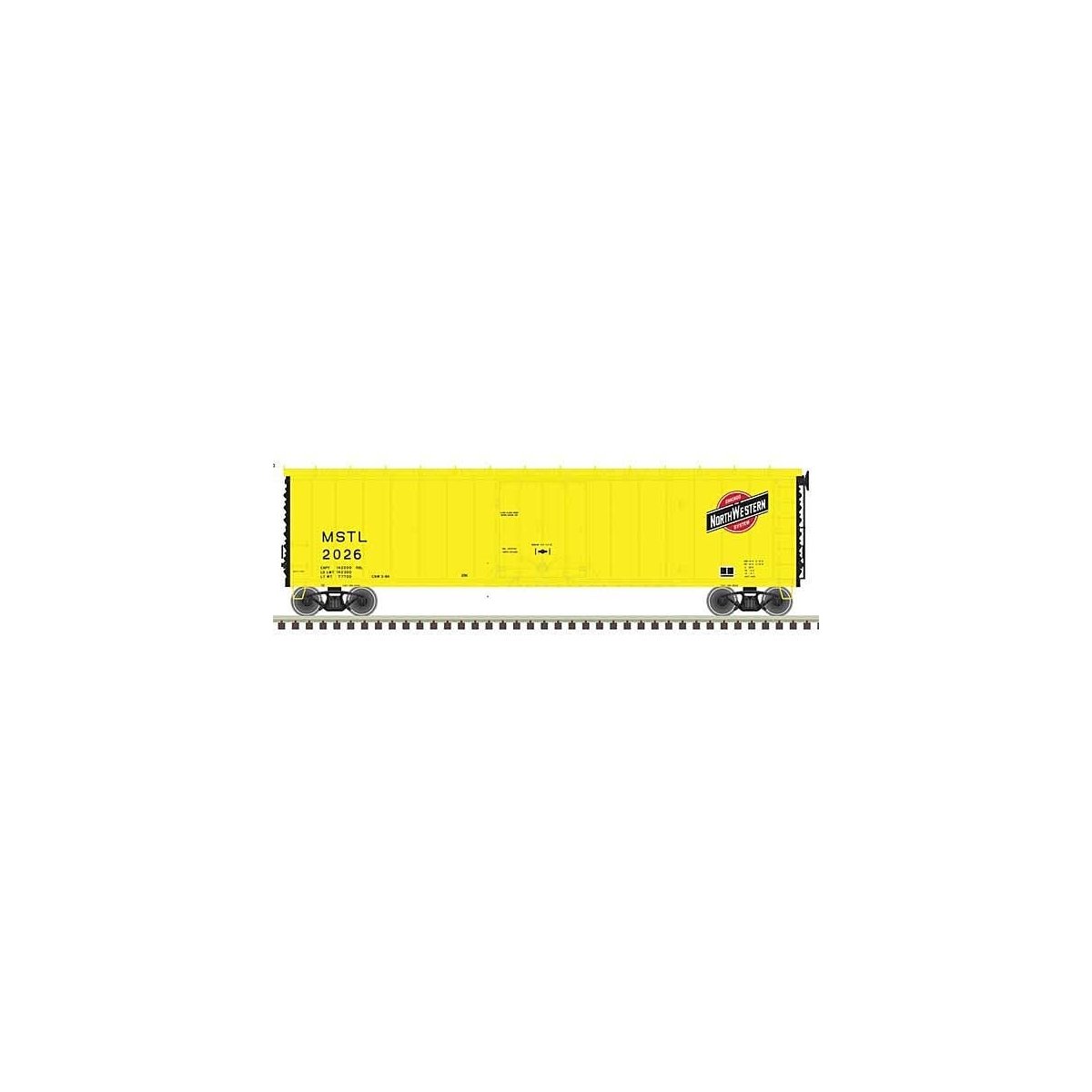 50′ Plug-Door Boxcar - Ready to Run - Master(R) -- Chicago & North Western MSTL 2026 (yellow, black, red), HO, Atlas Model Rai