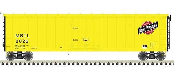 50′ Plug-Door Boxcar - Ready to Run - Master(R) -- Chicago & North Western MSTL 2026 (yellow, black, red), HO, Atlas Model Rai