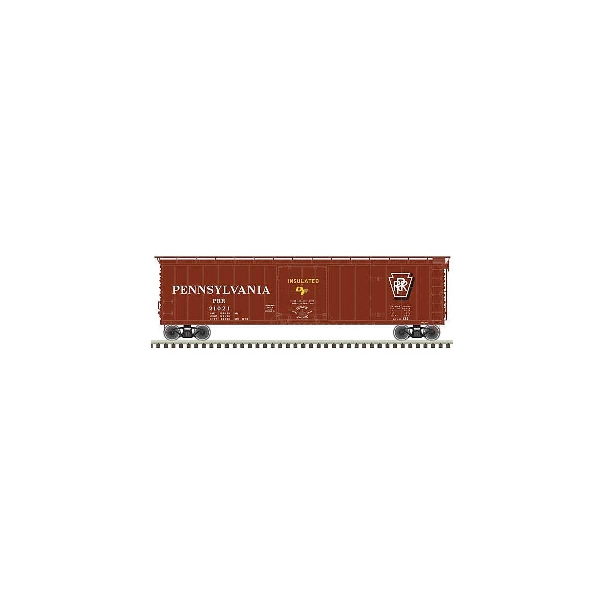 50′ Plug-Door Boxcar - Ready to Run - Master(R) -- Pennsylvania Railroad 21239 (Tuscan, white, Shadow Keystone), HO, Atlas Mod