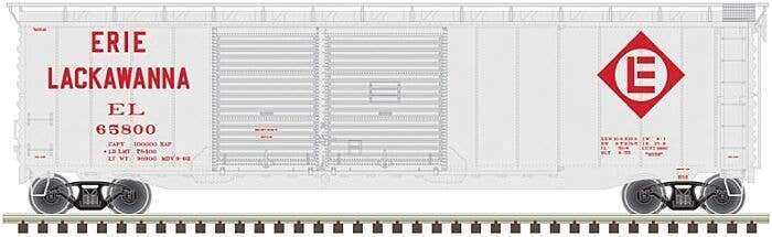 Postwar 50′ Double-Door Boxcar - Ready to Run - Master(R) -- Erie Lackawanna 66410 (gray, maroon), HO, Atlas Model Railroad Co