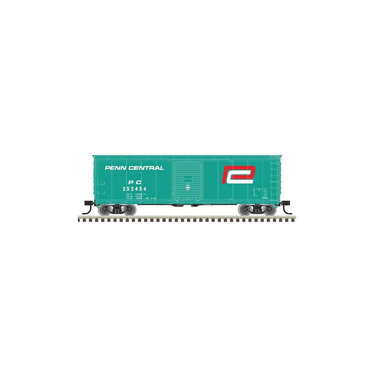 USRA Steel Rebuilt 40′ Boxcar - Ready to Run - Master(R) -- Penn Central 252456 (Jade Green, red P, white), N, Atlas Model Rai