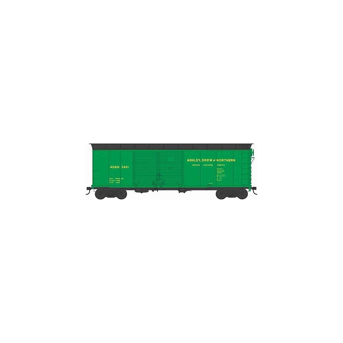 X31 Double-Door Round Flush Roof Boxcar - Ready to Run -- Ashley, Drew & Northern 2403 (Blt. 5-43, green, black), HO, Bowser Man