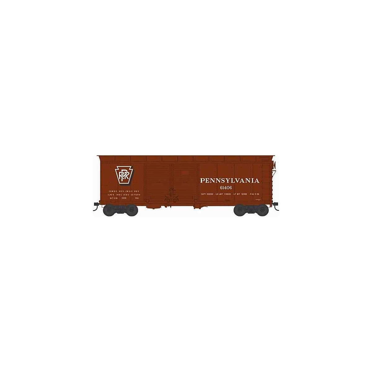 X31B Double-Door Round Flush Roof Boxcar - Ready to Run -- Pennsylvania Railroad 61490 (Blt. 3-36 Repack 2-56, Tuscan, Shadow Ke