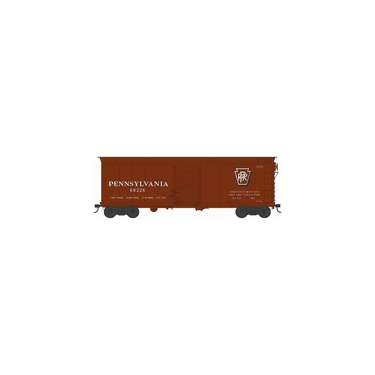 X31A Single-Door Round Inset Roof Boxcar - Ready to Run -- Pennsylvania Railroad 68244 (Blt. 4-34 Repack 11-54, Tuscan, Shadow K