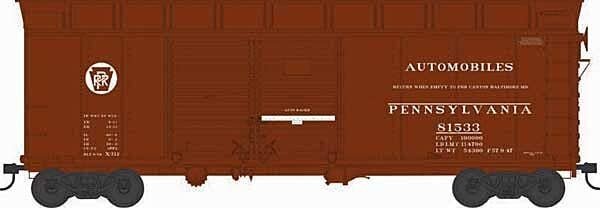 X31F Double-Door Turtle-Roof Boxcar w/Loader - Ready to Run -- Pennsylvania Railroad 81569 (Blt. 6-34 Repack 9-47, Tuscan, Circl