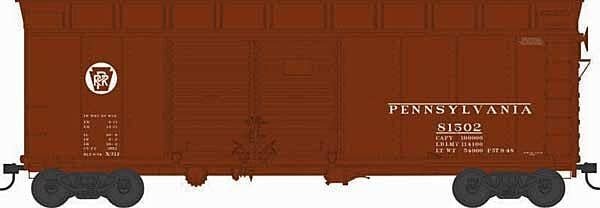 X31F Double-Door Turtle-Roof Boxcar - Ready to Run -- Pennsylvania Railroad 81582 (Blt. 6-34 Repack 9-48, Tuscan, Circle Keyston