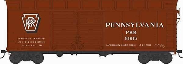 X31F Double-Door Turtle-Roof Boxcar - Ready to Run -- Pennsylvania Railroad 81615 (Blt. 3-36 Repack 5-58, Tuscan, Shadow Keyston