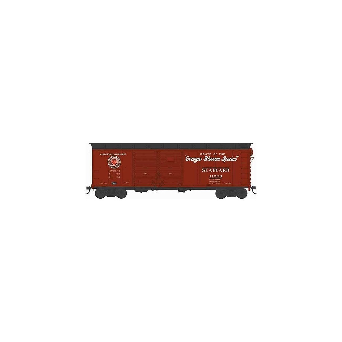 X31 Double-Door Round Flush Roof Boxcar - Ready to Run -- Seaboard Air Line 11571 (Blt. 4-40 Repack 3-50, Boxcar Red, Orange Blo