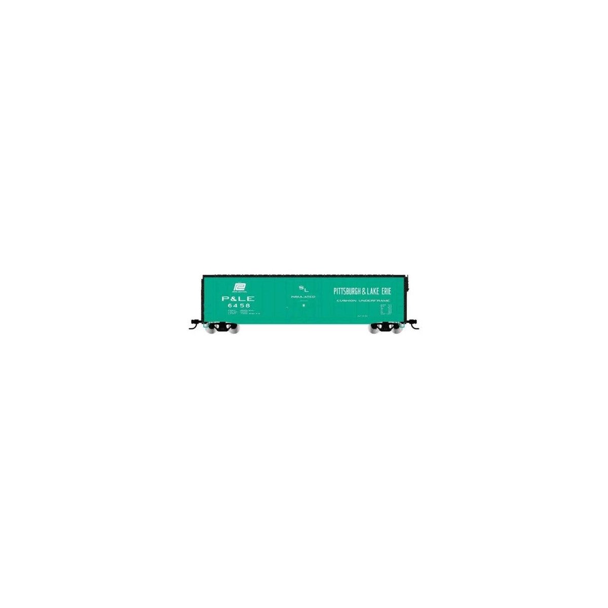 50′ Plug-Door Boxcar No Roofwalk - Ready to Run -- Pittsburgh & Lake Erie 6467 (Jade Green, black, white, PC Logo), HO, Rivaro