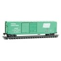 50′ Double-Door Boxcar No Roofwalk, Short Ladders - Ready to Run -- Penn Central 173744 (Jade Green, white), N, Micro Trains L