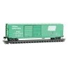 50′ Double-Door Boxcar No Roofwalk, Short Ladders - Ready to Run -- Penn Central 173744 (Jade Green, white), N, Micro Trains L