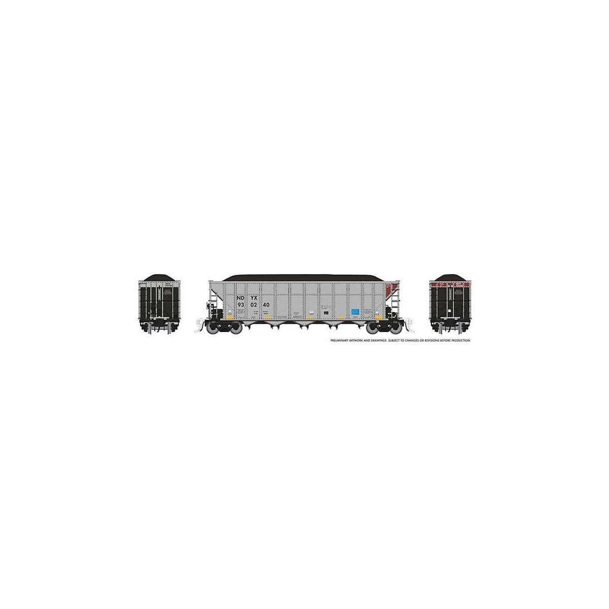 AutoFlood III Rapid Discharge Coal Hopper w/Load 6-Pack - Ready to Run -- First Union Rail ND, HO, Rapido Trains Inc 169052