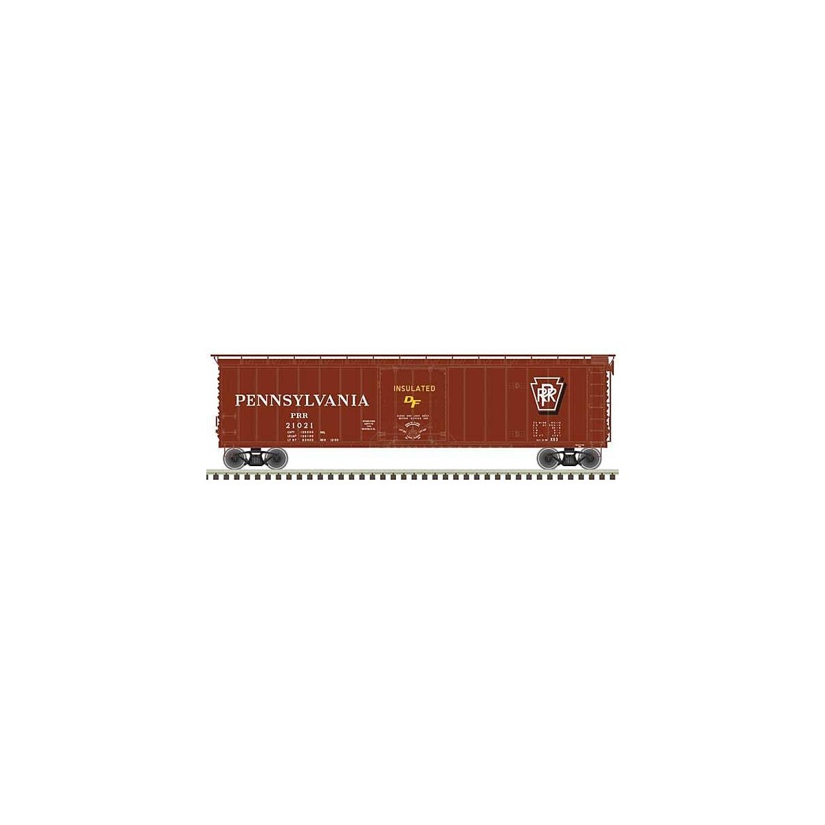 50′ Plug-Door Boxcar - Ready to Run - Master(R) -- Pennsylvania Railroad 21290 (Tuscan, white, Shadow Keystone), HO, Atlas Mod