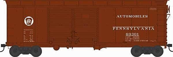 X31A Double-Door Round Flush Roof Boxcar - Ready to Run -- Pennsylvania Railroad 69385 (Blt. 6-34 Repack 9-49, Tuscan, Circle Ke