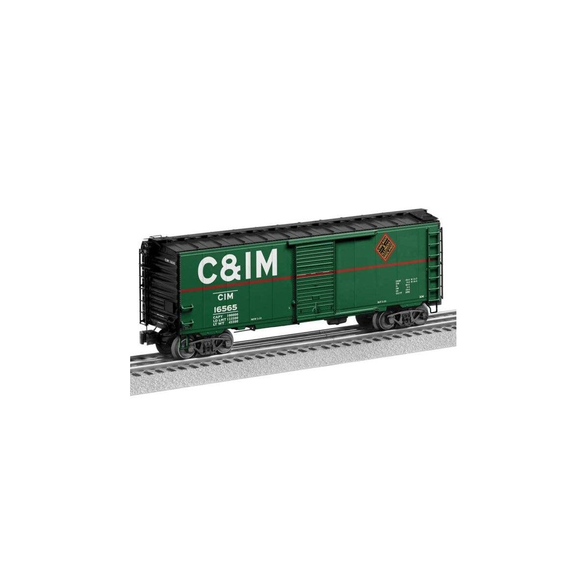 PS-1 Boxcar with FreightSounds(R) - 3-Rail - Ready to Run -- Chicago & Illinois Midland 16565 (green, black, white, red), O, Lio