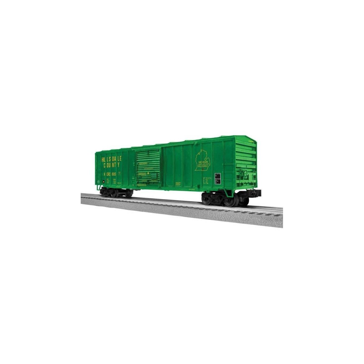 ACF 50′ Boxcar - 3-Rail - Ready to Run -- Hillsdale County 805 (green, yellow), O, Lionel 2542310