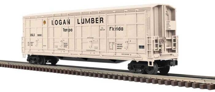 Thrall 55′ All-Door Boxcar - 2-Rail - Ready to Run - Premier(R) -- Logan Lumber (beige, black), O, Atlas O 3002797