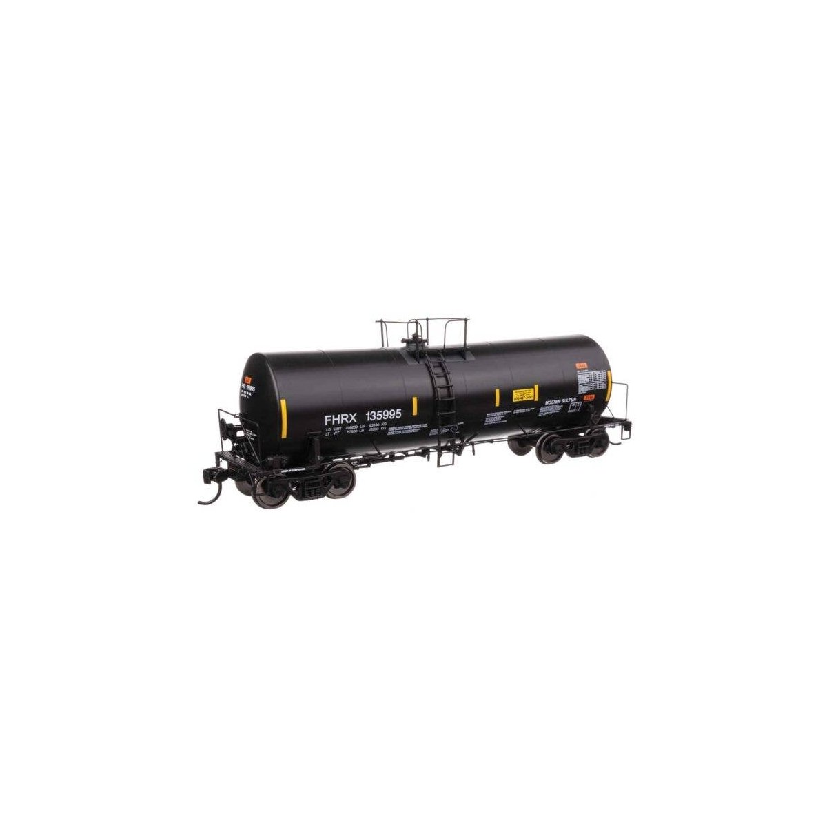 40′ Trinity 14,000-Gallon Molten Sulfur Tank Car - Ready to Run -- First Union FHRX 135995, HO, WalthersProto 100053