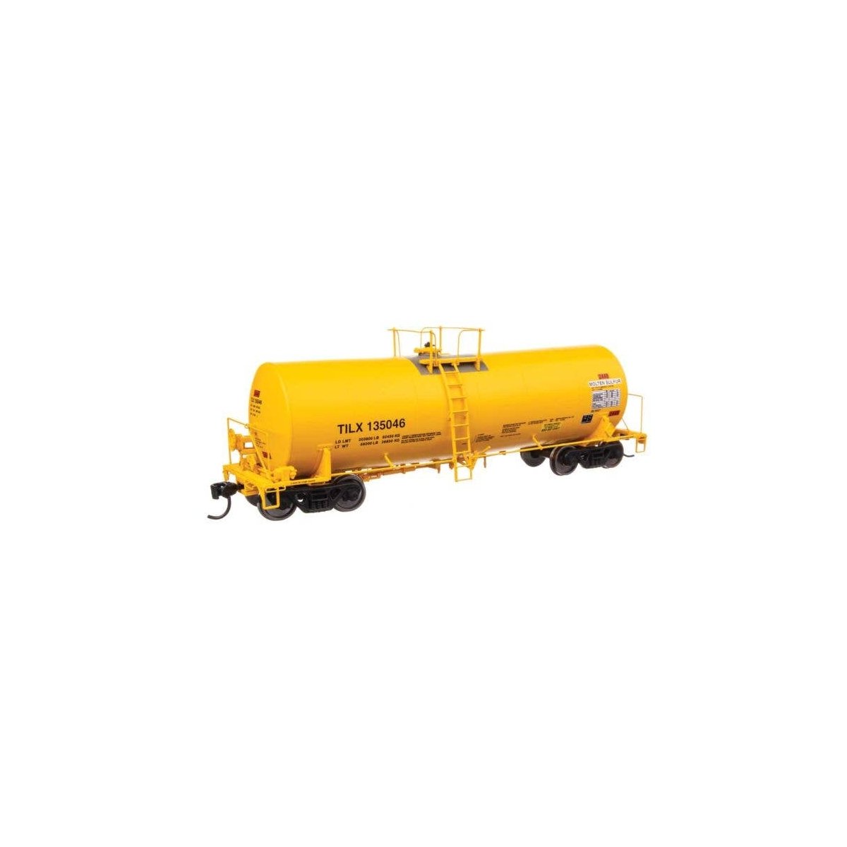 40′ Trinity 14,000-Gallon Molten Sulfur Tank Car - Ready to Run -- Trinity Leasing (YLW) 135046, HO, WalthersProto 100076