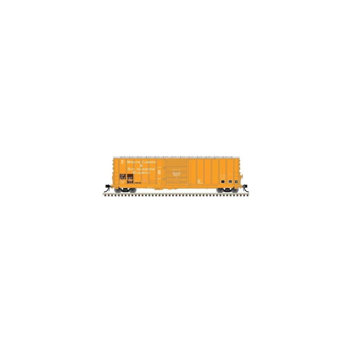 CNCF 5000 50′ Boxcar - Ready to Run - Master(R) -- Canadian Pacific 212167 (Patched Ex-MCSA, light orange, white), N, Atlas Mo