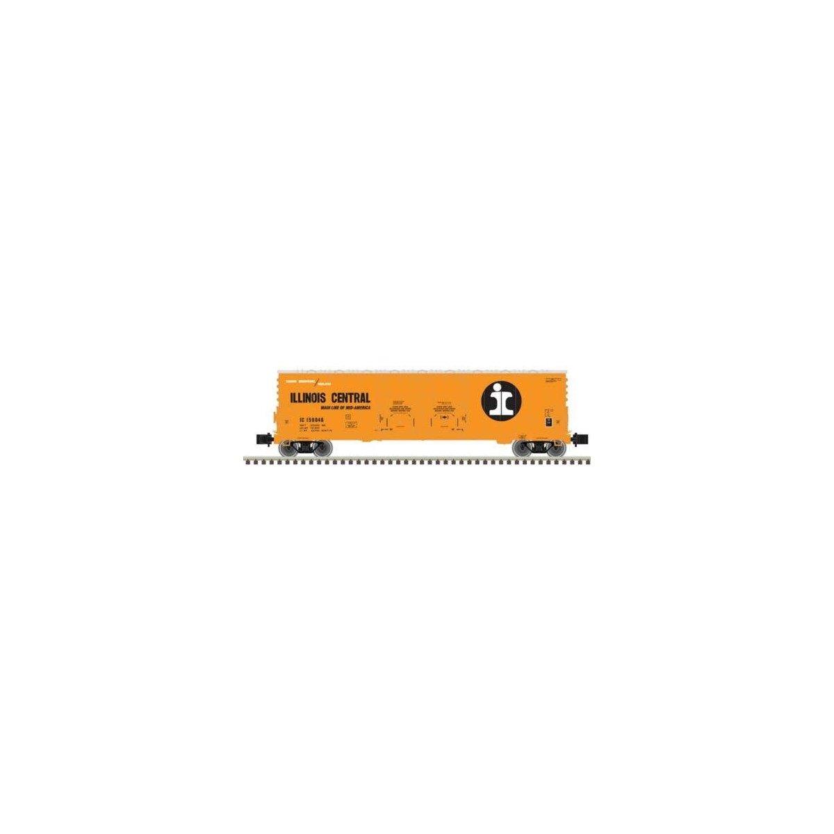 Evans 53′ Double Plug-Door Boxcar - Master(R) -- Illinois Central 150058 (orange, black, white, Split Rail Logo), Z, Atlas Mod