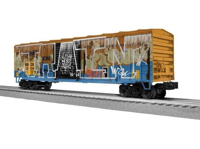 ACF 50′ Boxcar - 3-Rail - Ready to Run -- Railbox 32534 (Weathered, yellow, black, graffiti), O, Lionel 2542302
