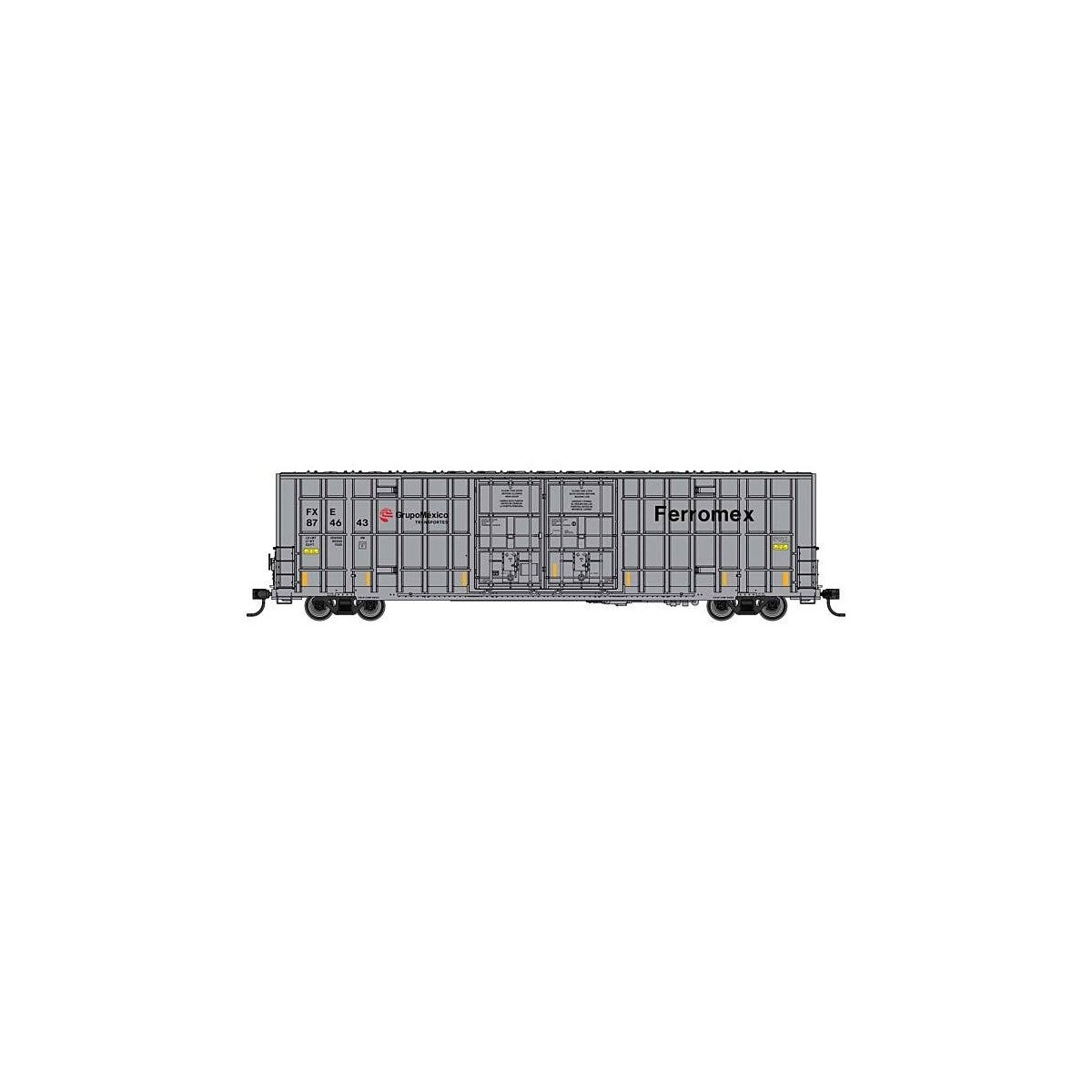 60′ High Cube Plate F Horizontal Post Boxcar - Ready to Run -- Ferromex 874643 (gray), HO, WalthersMainline 3109