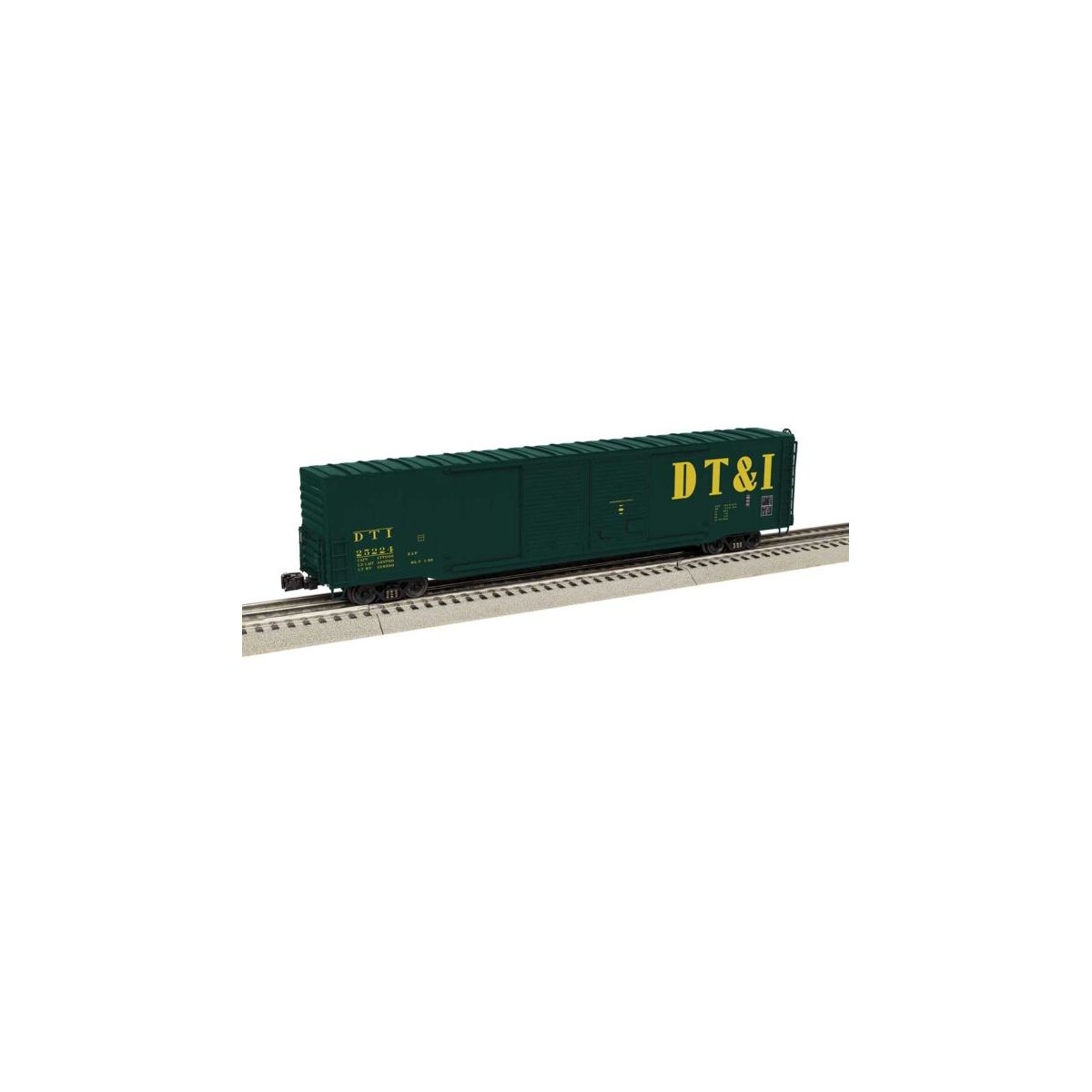 Pullman-Standard PS-1 60′ Double-Door Boxcar - 3-Rail - Ready to Run -- Detroit, Toledo & Ironton 25224 (green, yellow, Large 