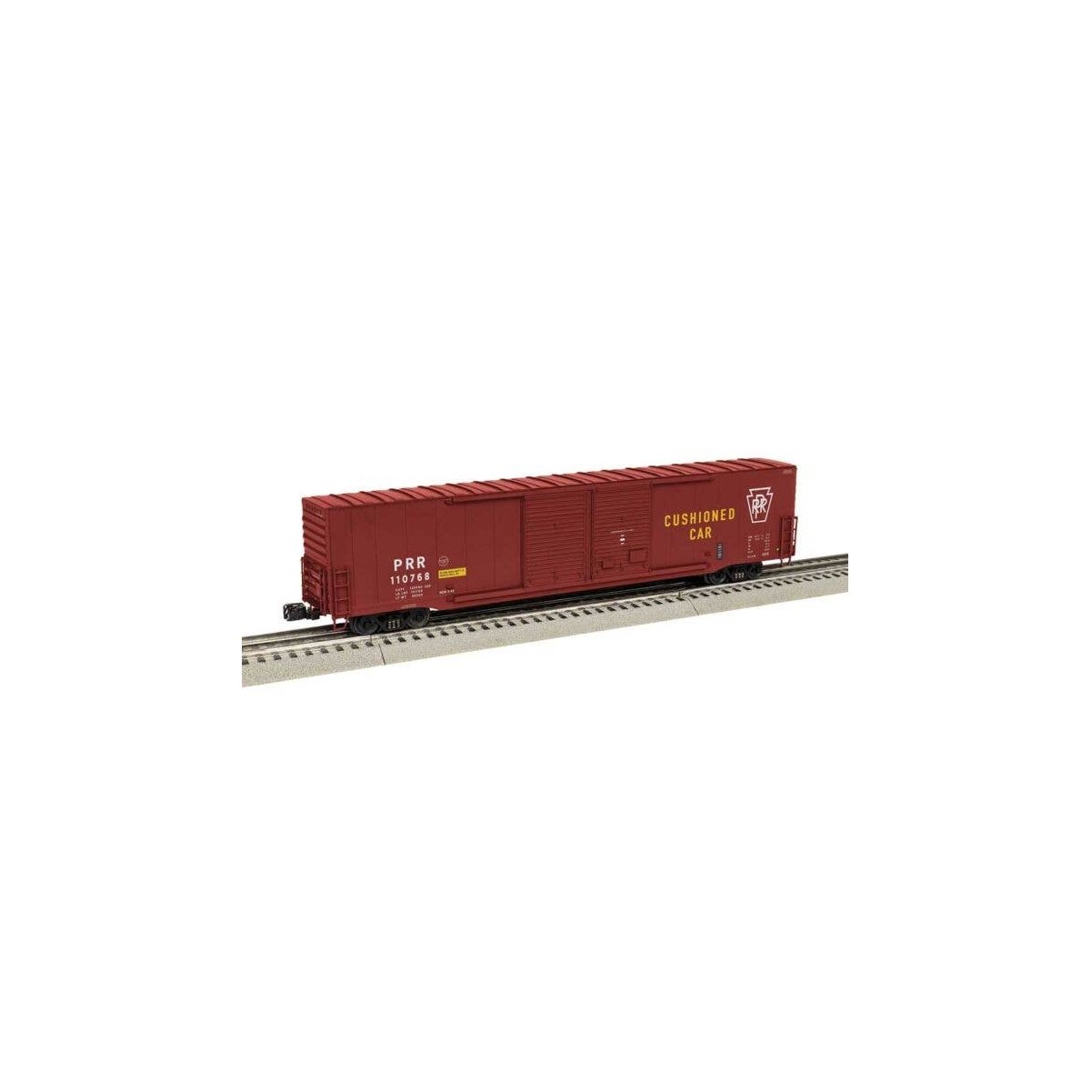 Pullman-Standard PS-1 60′ Double-Door Boxcar - 3-Rail - Ready to Run -- Pennsylvania Railroad 110768 (Boxcar Red, Plain Keyst