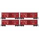 40′ Single-Door Boxcar 4-Pack - Ready to Run -- Chicago, Burlington & Quincy 19759, 19774, 19793, 19816 (red, white, black), N