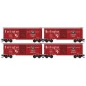 40′ Single-Door Boxcar 4-Pack - Ready to Run -- Chicago, Burlington & Quincy 19759, 19774, 19793, 19816 (red, white, black), N