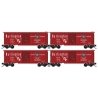 40′ Single-Door Boxcar 4-Pack - Ready to Run -- Chicago, Burlington & Quincy 19759, 19774, 19793, 19816 (red, white, black), N