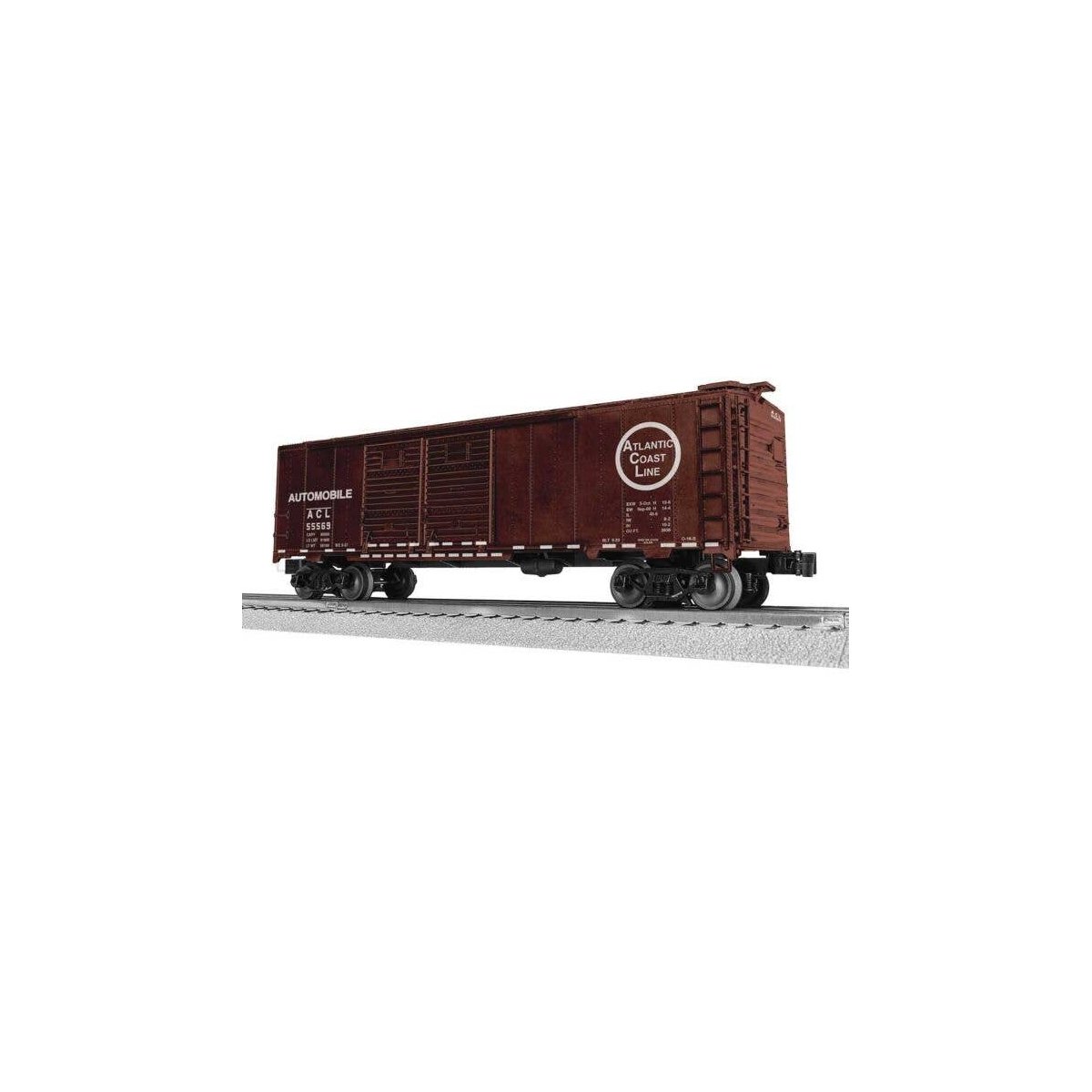 40′ Double-Door Boxcar - 3-Rail - Ready to Run -- Atlantic Coast Line 55569 (Boxcar Red, Automobile Service), O, Lionel 254241