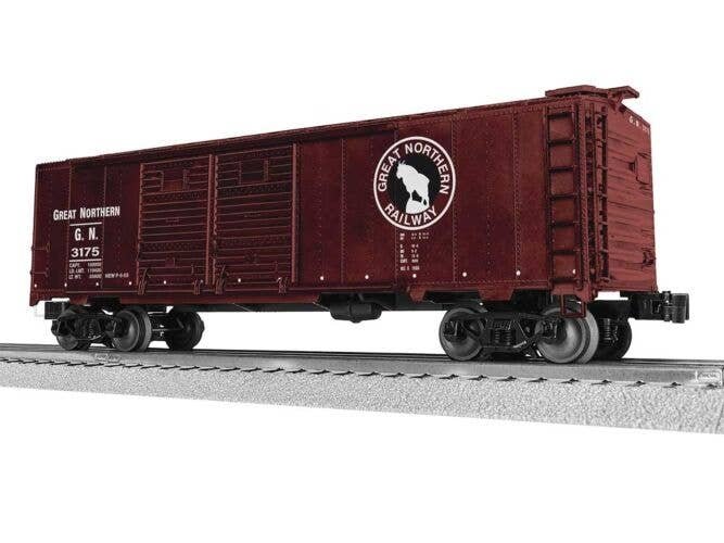 40′ Double-Door Boxcar - 3-Rail - Ready to Run -- Great Northern 3175 (Boxcar Red, white, black, Rocky Logo), O, Lionel 254243