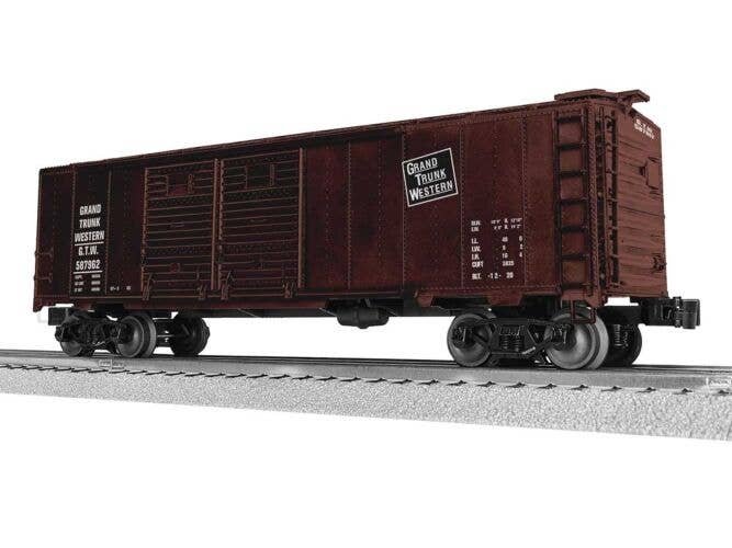 40′ Double-Door Boxcar - 3-Rail - Ready to Run -- Grand Trunk Western 587962 (Boxcar Red, white), O, Lionel 2542442