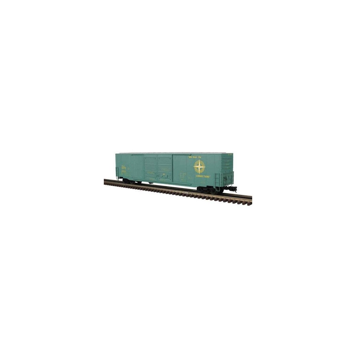 ACF 60′ Double-Door Auto Parts Boxcar - 2-Rail - Ready to Run - Premier -- Detroit, Toledo & Ironton (green, yellow, Compass L