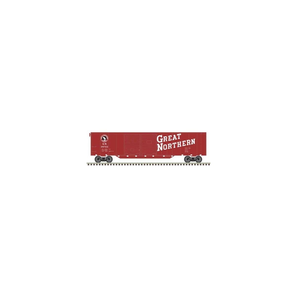 50′ Double-Door Boxcar - Ready to Run -- Great Northern 35722 (red, white), N, Trainman 50007327
