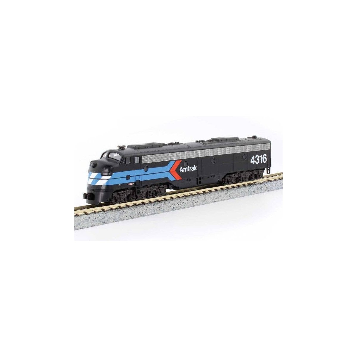 EMD E8A w/Single Headlight & Passenger Pilot - Standard DC -- Amtrak 4316 (Day One Scheme black, b, N, Kato USA Inc 1761971