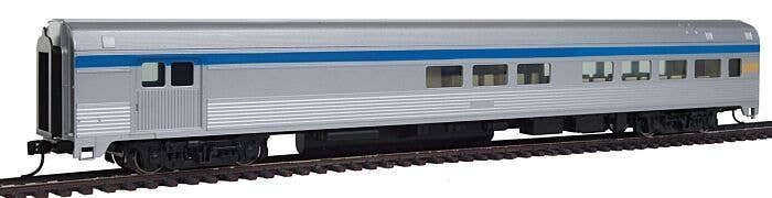85′ Budd Baggage-Lounge - Ready to Run -- Via Rail Canada (silver, blue, yellow), HO, WalthersMainline 30059