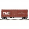 P-S PS-1 40` Boxcar w/8` Door - Ready to Run - Master -- Chicago & Eastern Illinois 66864 (Boxcar Red, white, Billboard C&EI), N